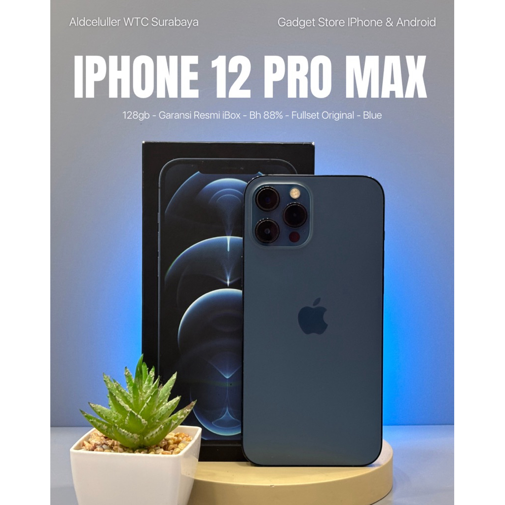 iPhone 12 pro max 128gb blue garansi resmi second