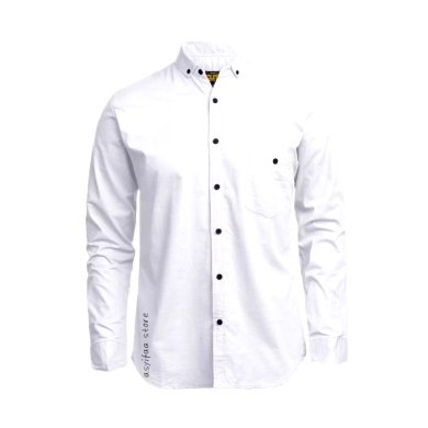 kemeja putih tulang pria slimfit | kemeja formal polos putih hitam pria dewasa lengan panjang