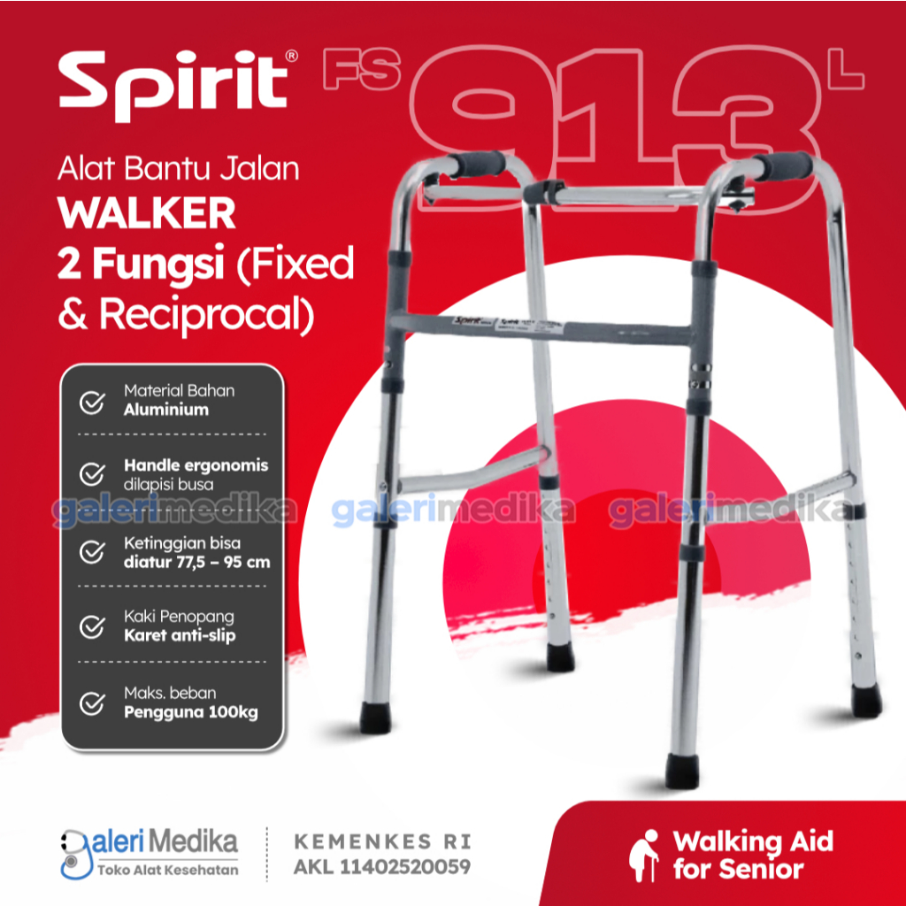 SPIRIT Walker Aluminium Ringan Alat Bantu Jalan Lansia FS913L