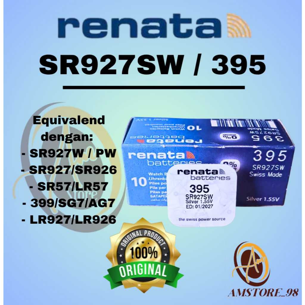 Baterai Renata 395 SR927SW Baterai Original 1.55V Baterai Jam Tangan 399 927 SR927 SR 927 SW Swiss M