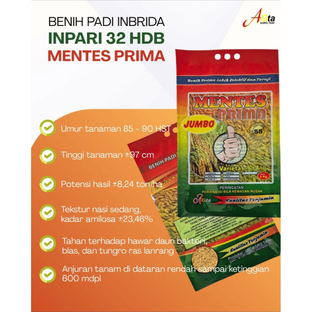 Benih padi INPARI 32 JUMBO MENTES PRIMA 5KG