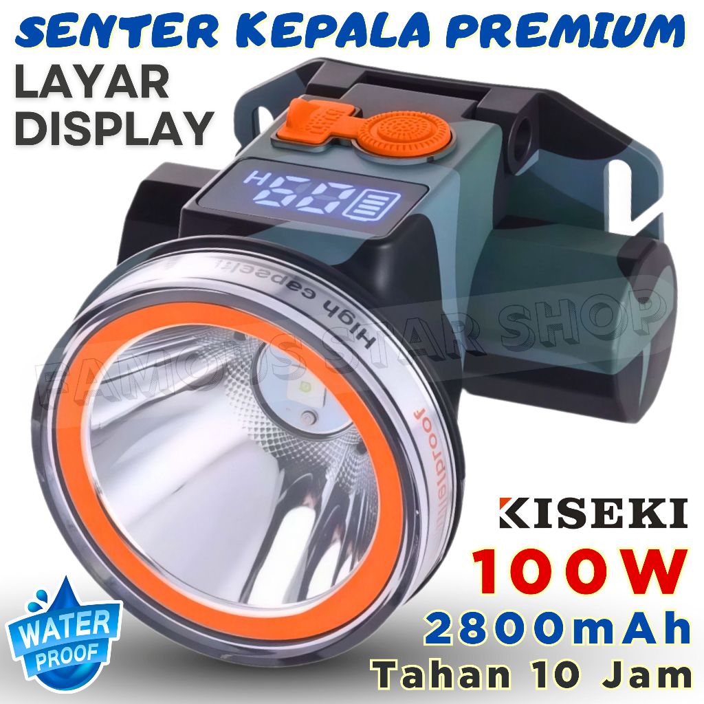 MURAH BANGET Senter Kepala 100W Premium KISEKI CK-SK138D | 2.800mAh Cahaya Putih Tahan 10 Jam | Taha