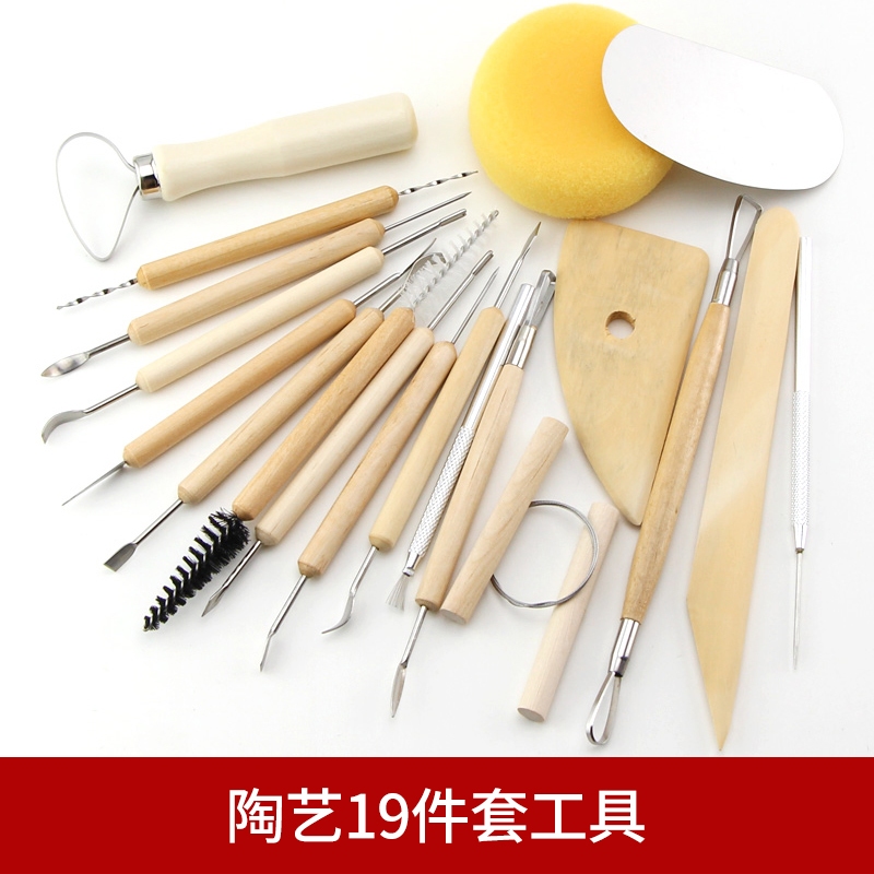 Pottery & Clay Sculpting Tool Kit 1 set 19 pcs, Satu Set alat tembikar/keramik 19 buah, alat tembika