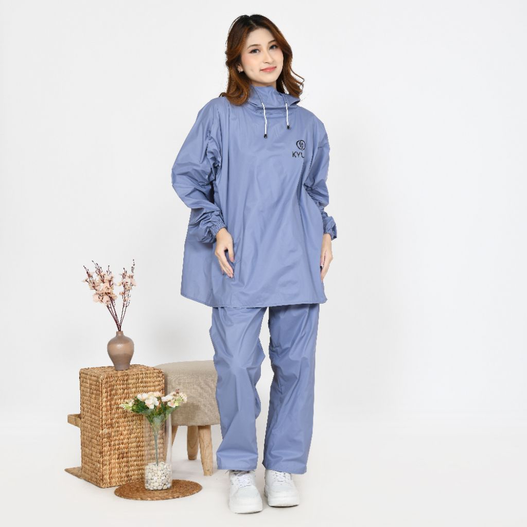 JAS HUJAN KYUBI HOODE PRIA WANITA BAHAN TEBAL PVC KARET