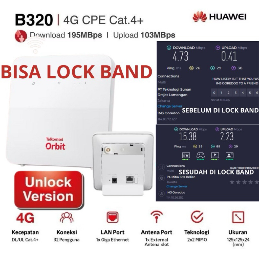 Home Router Huawei 4G LTE Huawei B320 All Operator Garansi Resmi  Penerus B312