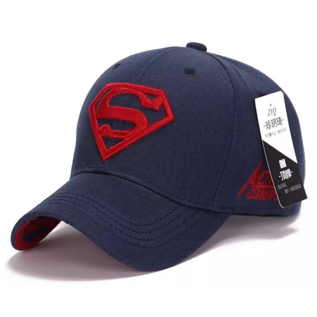 Topi Baseball Superman Logo S Bordir - Topi Pria Wanita Casual Warna Merah