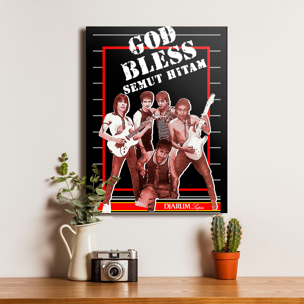 Poster God Bless Semut Hitam Dekorasi Hiasan Dinding Pajangan Bingkai Kayu Wall Decor Vintage Siap P