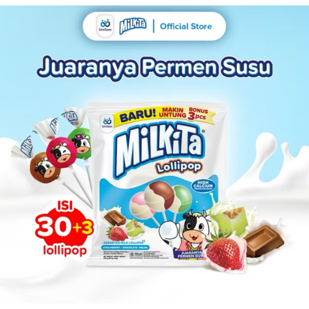 Milkita Lolipop isi 30+3Free|Permen susu milkita