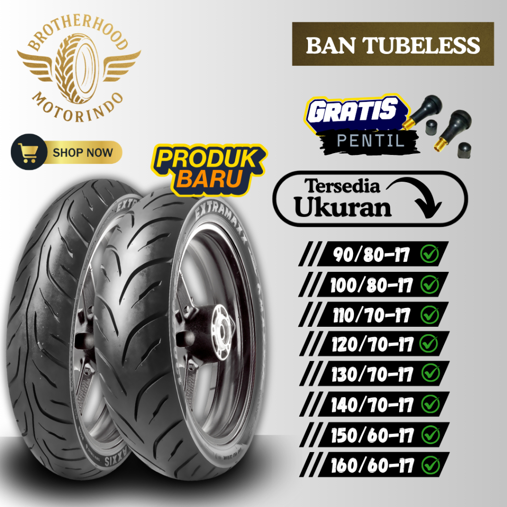 BAN MAXXIS EXTRAMAXX M6233 BAN TUBLES ( 90/80-17 / 100/80-17 / 110/70-17 / 120/70-17  / 130/70-17 / 