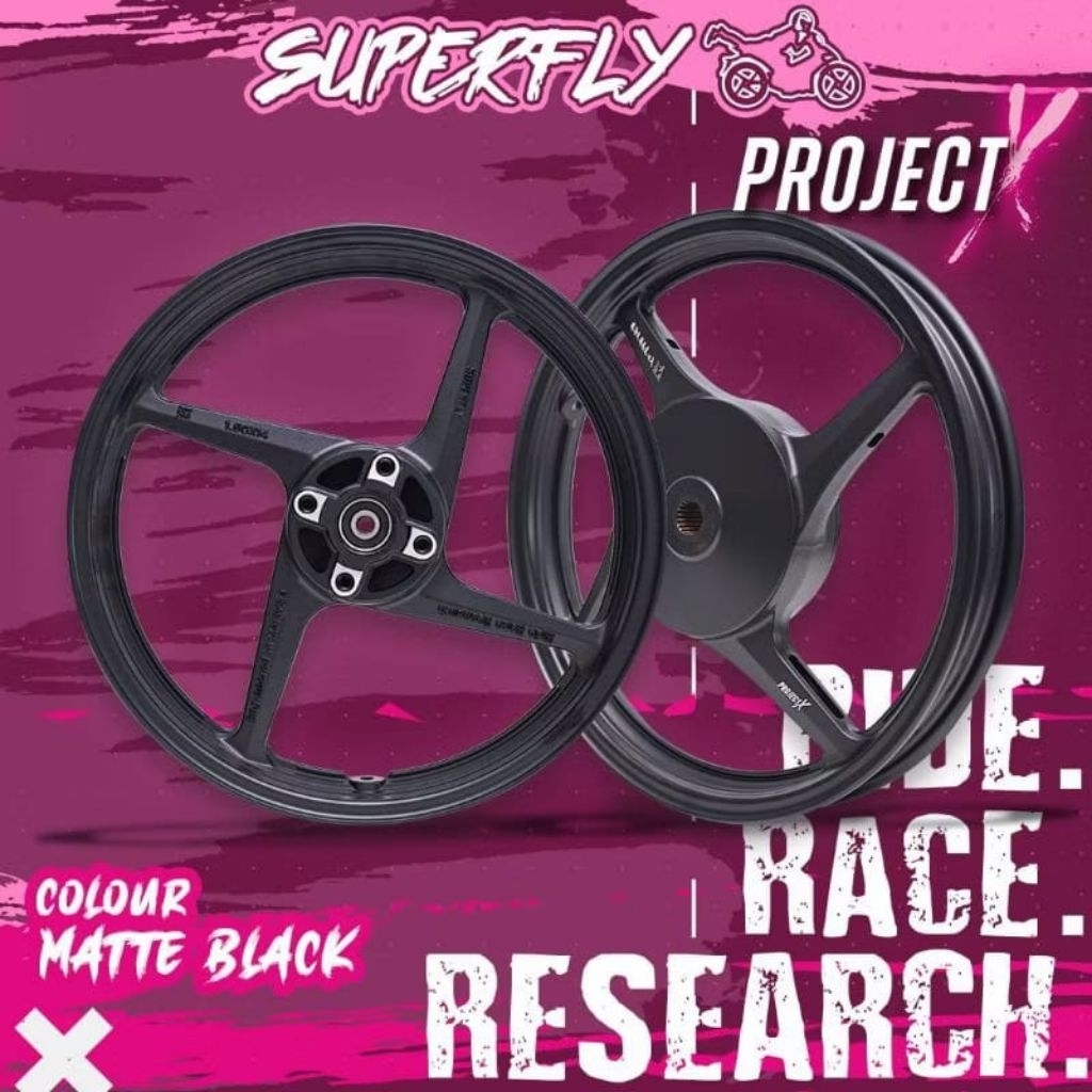 Velk Velg Pelek Racing Project X SUPERFLY Mio 125/M3 Mio Z Mio Soul GT 125 Gear 125 Mio S