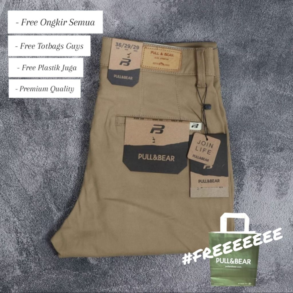 New Celana Panjang Chinos PULL AND BEAR Celana Chino Pria Unisex full tag Celana PULL AND BEAR Pria