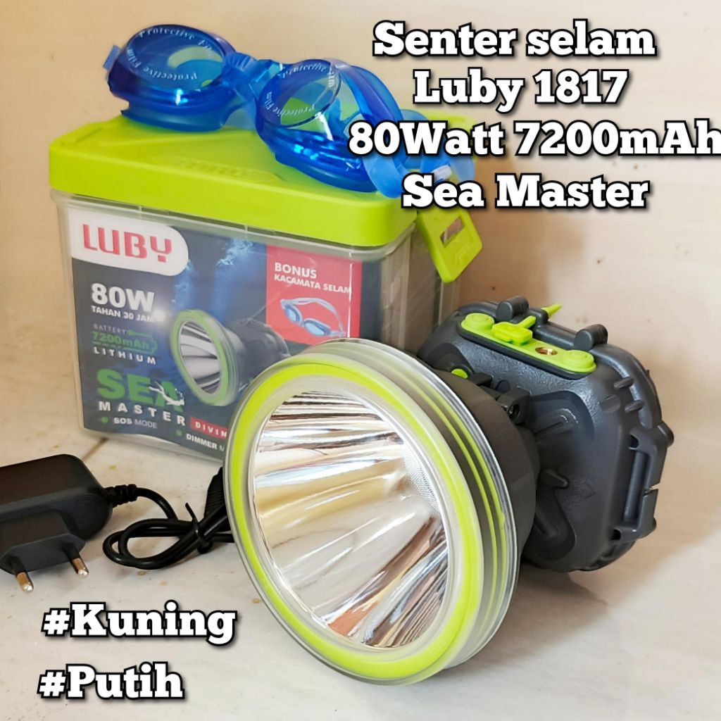 Senter kepala selam Luby 1817 Diving 80W headlamp luby 80W selam Baterai