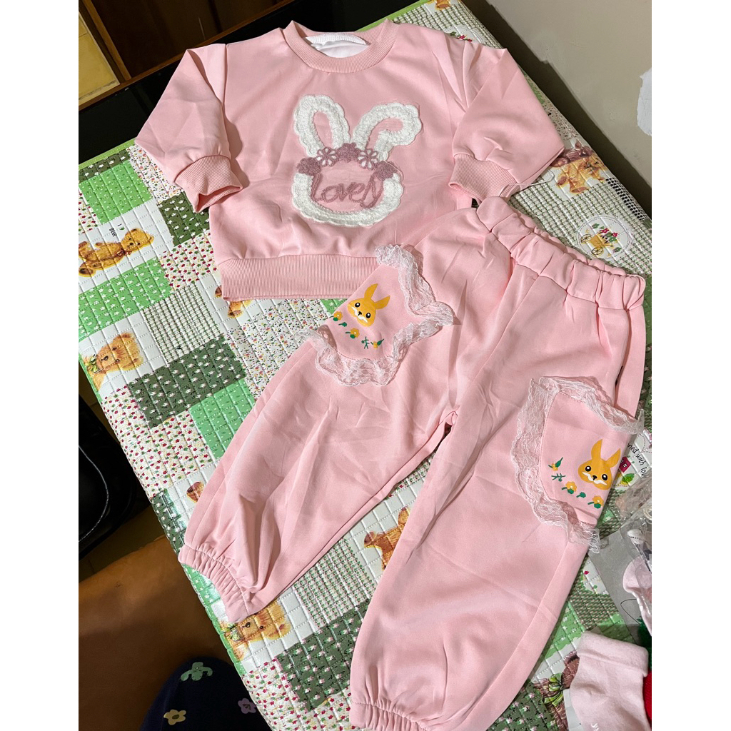 NEW Set Sweater Anak 3 tahun Pink