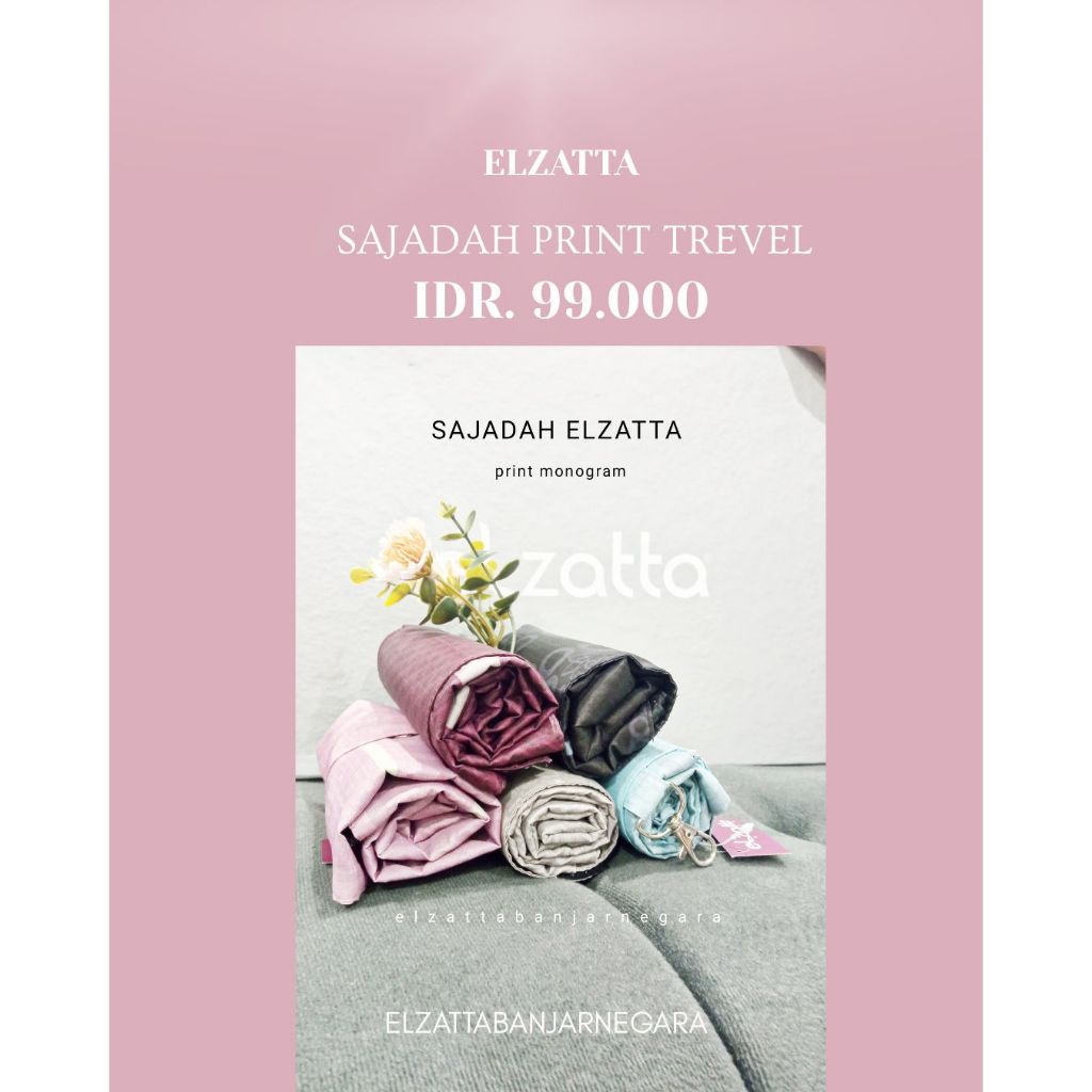 Elzatta Sajadah Travel Print perlengkapan solat minimalis nyaman dipakai