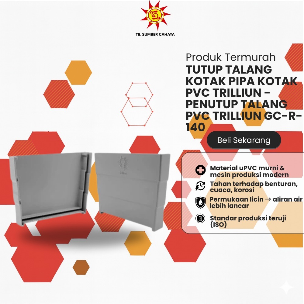 TUTUP TALANG KOTAK PIPA KOTAK PVC TRILLIUN - Penutup Talang PVC Trilliun GC-R-140