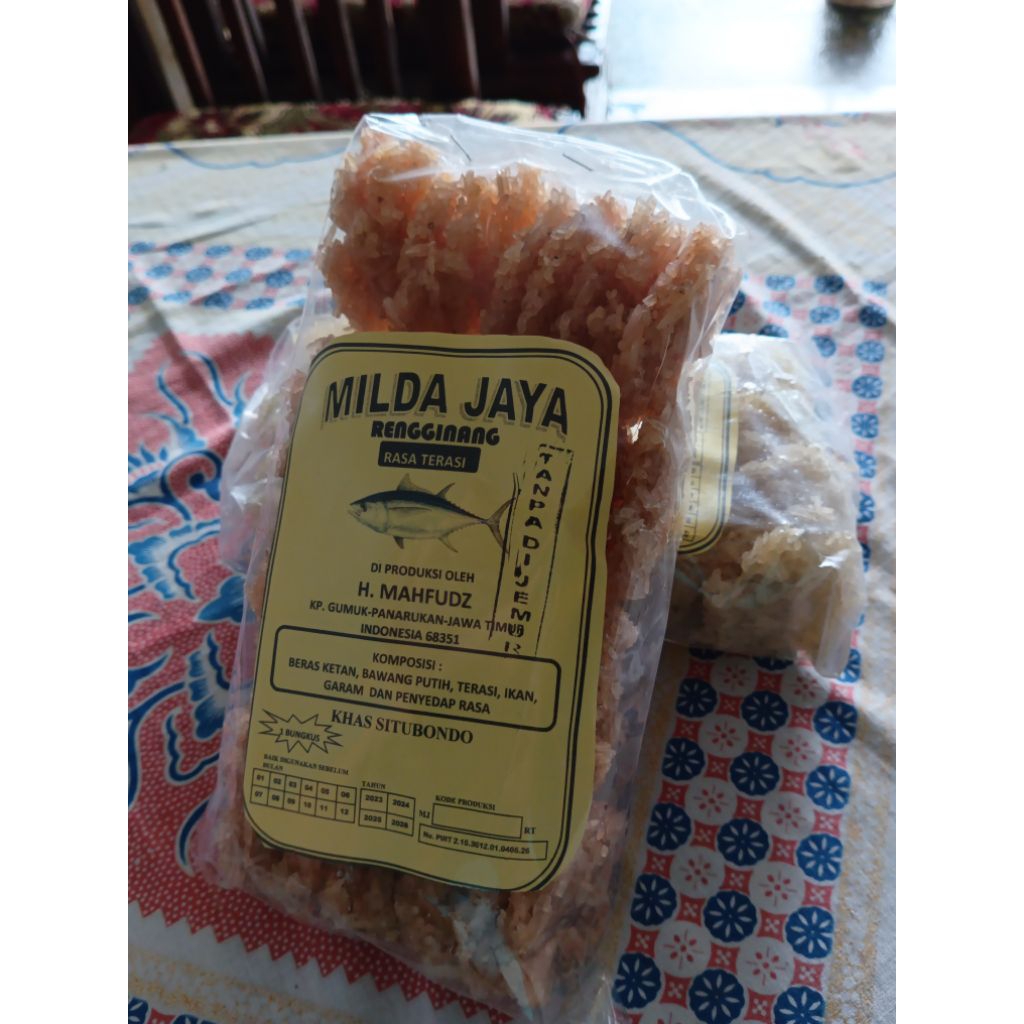 Rengginang terasi/ikan asli Situbondo MILDA JA H MMAHFUDZ / Rengginang Milda Jaya H Mahfudz (isi 40-