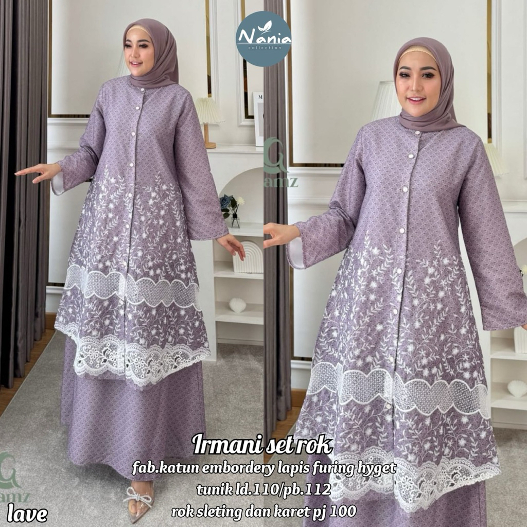 COD= NO CANCEL• Irmani Set Rok by Nania• Setelan Rok Motif Best Seller