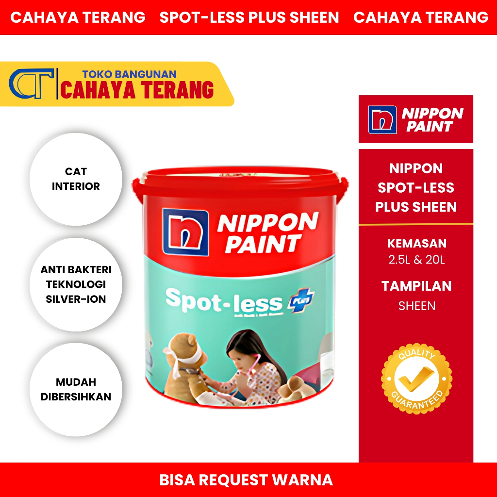 SPOTLESS PLUS SHEEN NIPPON PAINT CAT TEMBOK INTERIOR 2.5LTR