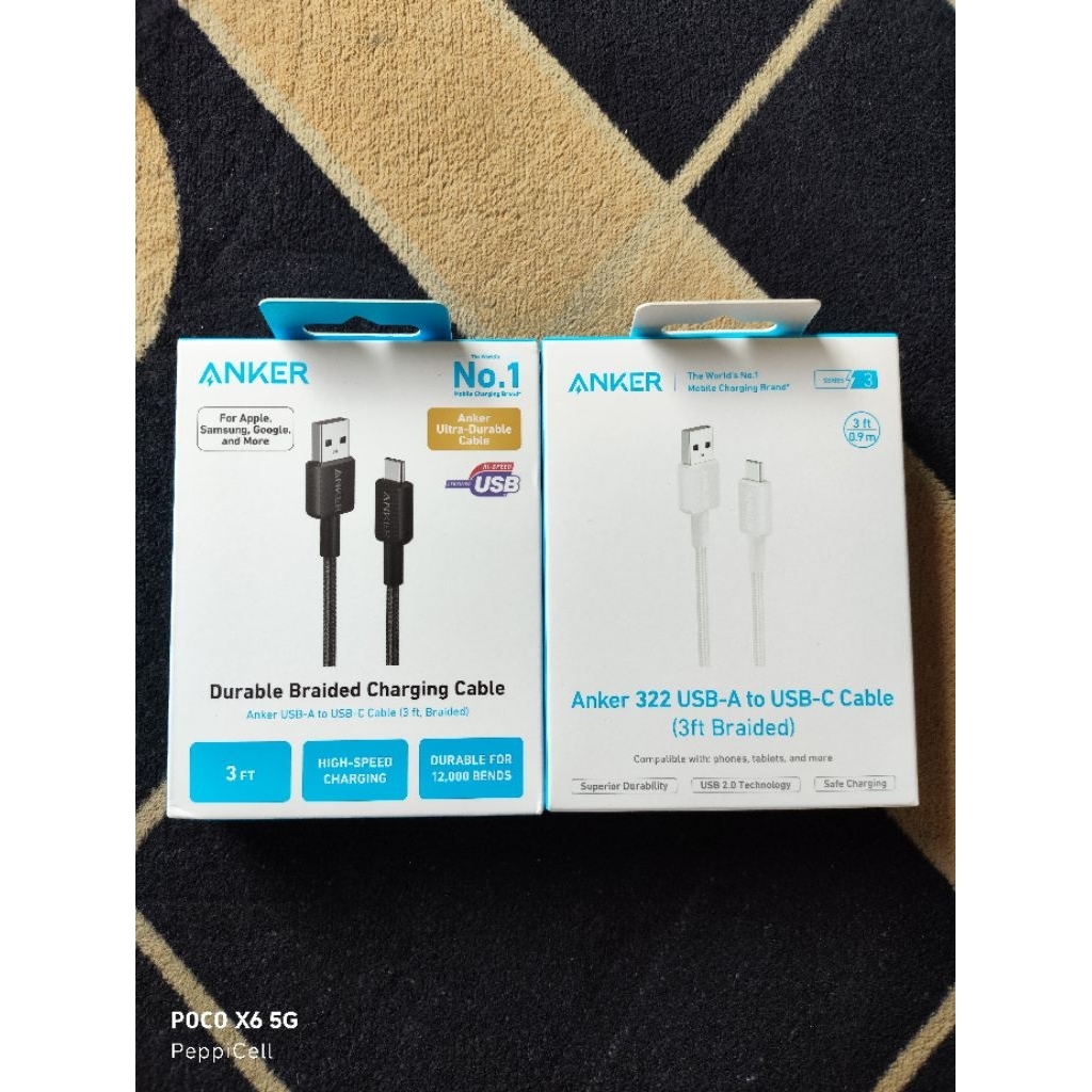 Kabel Charger Type C Anker Braided Nylon NEW Garansi resmi