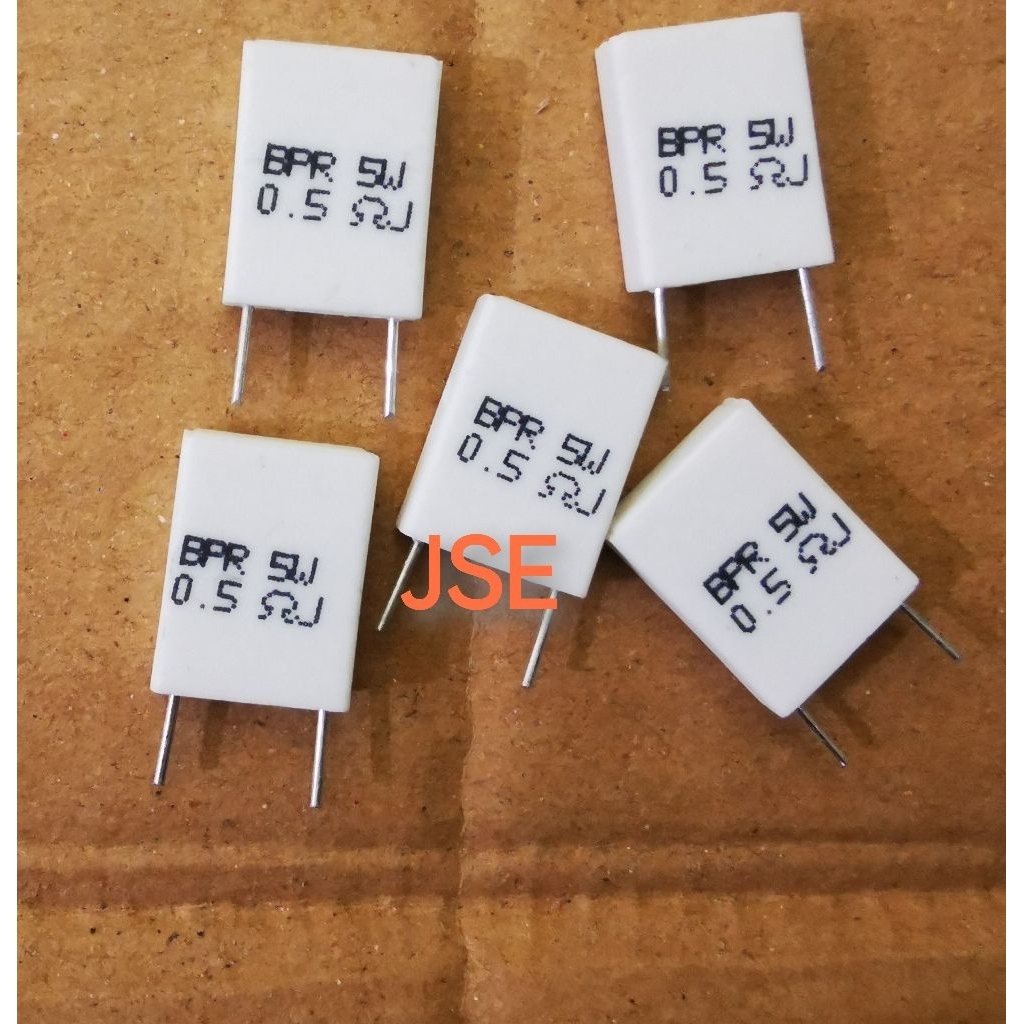RESISTOR KAPUR NOBLE NOBEL 5 WATT 0.5 OHM ISI 5 BIJI
