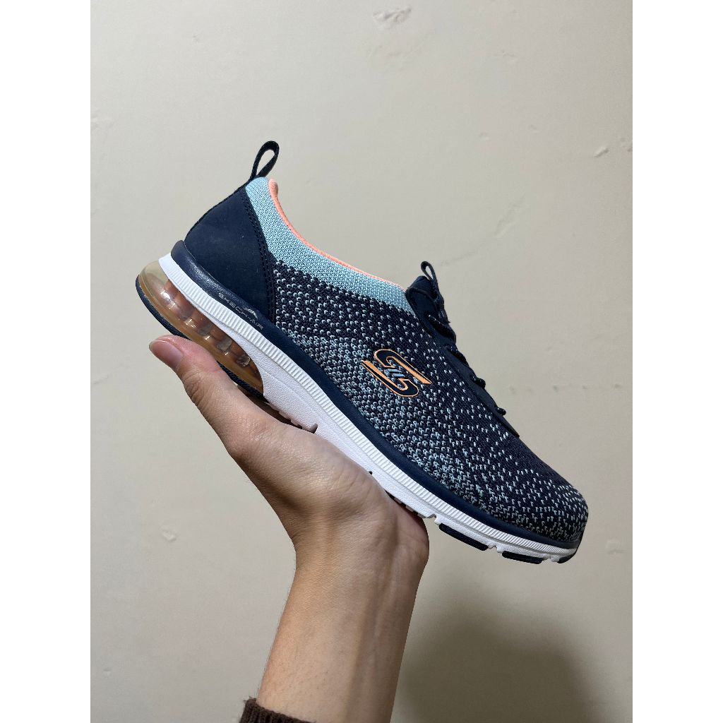 SEPATU WANITA SKECHERS SKECH AIR EDGE NAVY ORANGE ORIGINAL 104026NVOR