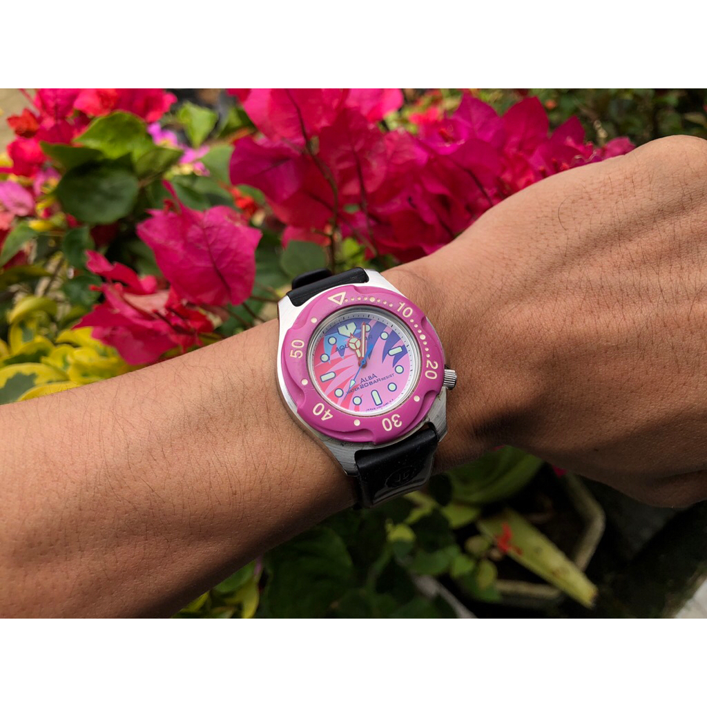 jam tangan Alba aqua gear diver pink purple