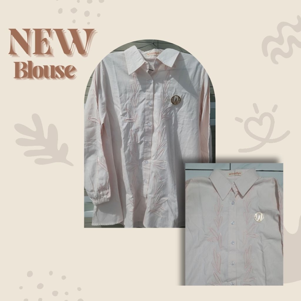 Blouse Kemeja wanita (by winody) dusty pink baby pink