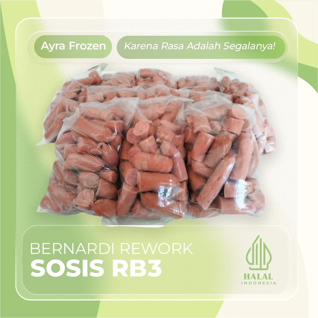 Sosis Hotel Premium Bernardi RB3 Rework 1Kg/500gr/250gr HALAL - Frozen Food Bernadi tanpa kupas