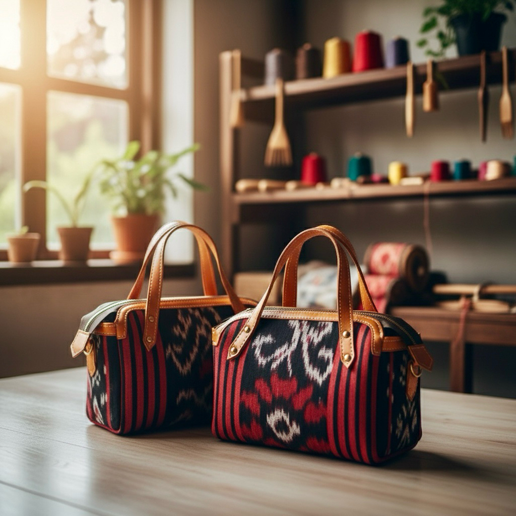 Tas tenun ntt kombinasi kulit sapi asli