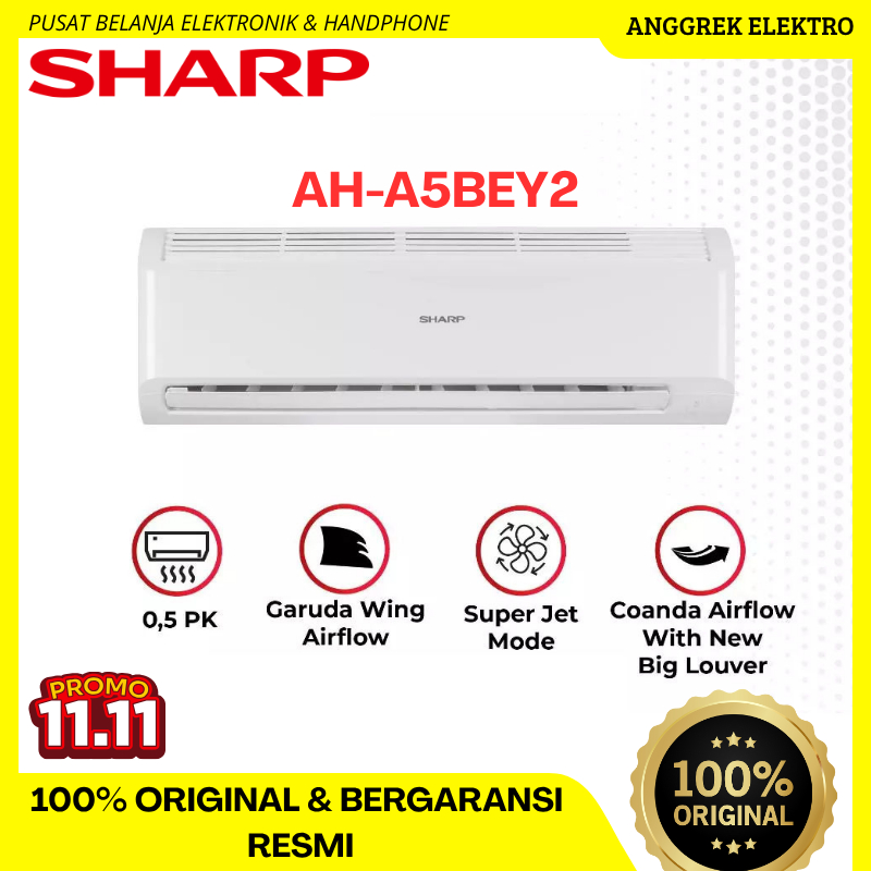 Ac Sharp 1/2 PK BEY/ BBY low wat 350w garansi resmi free vacum bandar lampung
