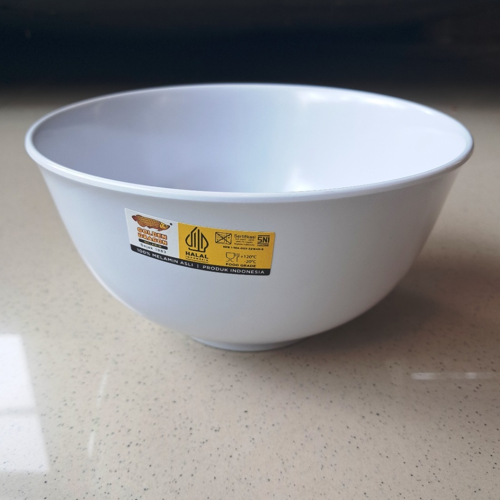 Mangkok Dalam 6" Putih Melamine - Golden Dragon W2806