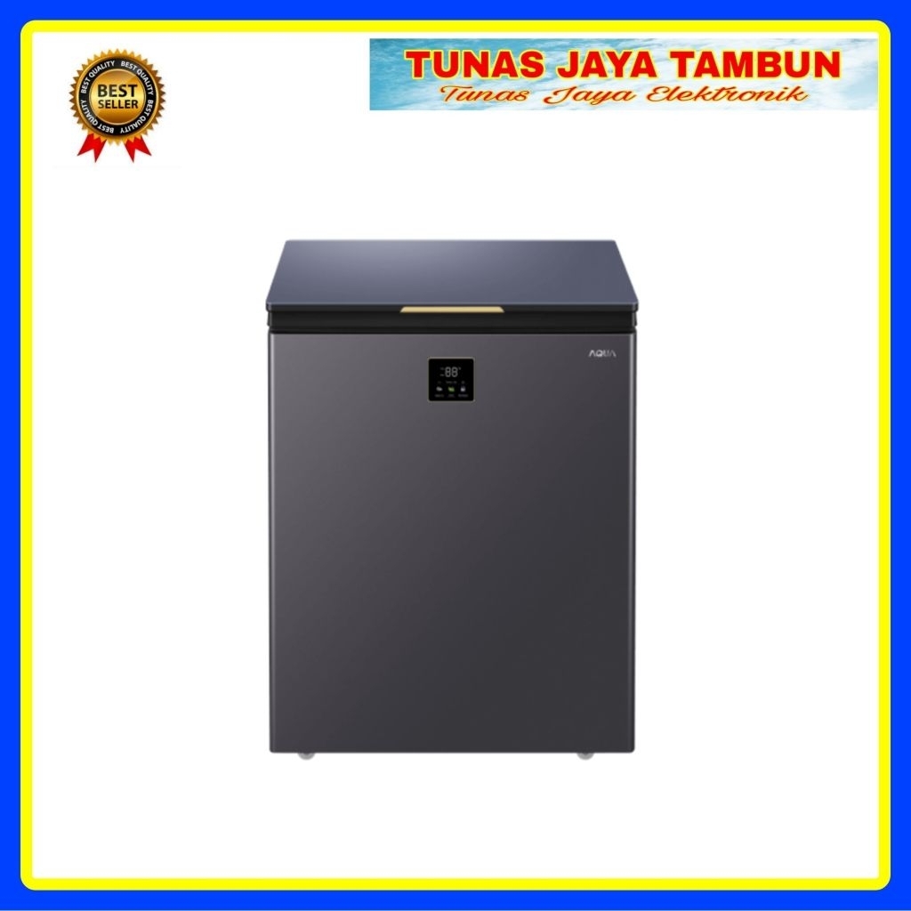 CHEST FREEZER AQUA AQF 150 DF / FREEZER BOX AQUA 142 LITER AQF150DF BLACK / AQUA AQF-150DF HITAM