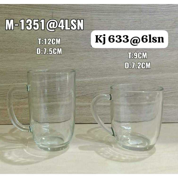 CIBAD Souvenir 1 LUSIN Gelas Kaca Gelas Rumah Gelas Minum Gelas Kopi Gagang Gelas Minum Polos