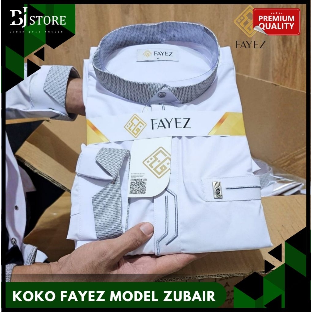Koko Putih Fayez Model ZUBAIR/Kemko Katun Premium Lengan Panjang