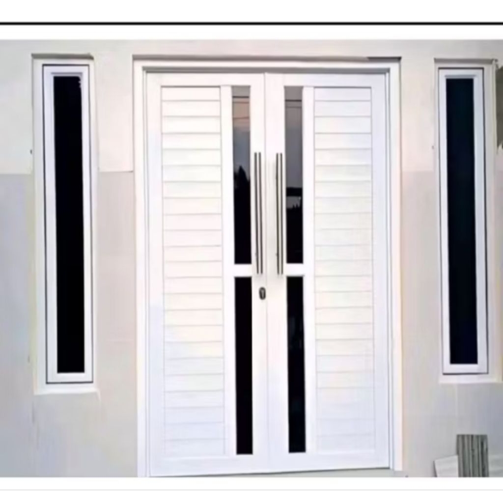 KUSEN PINTU AlUMINIUM 2 DAUN UK 200x120 + KUSEN JENDELA AlUMINIUM UK 150x40
