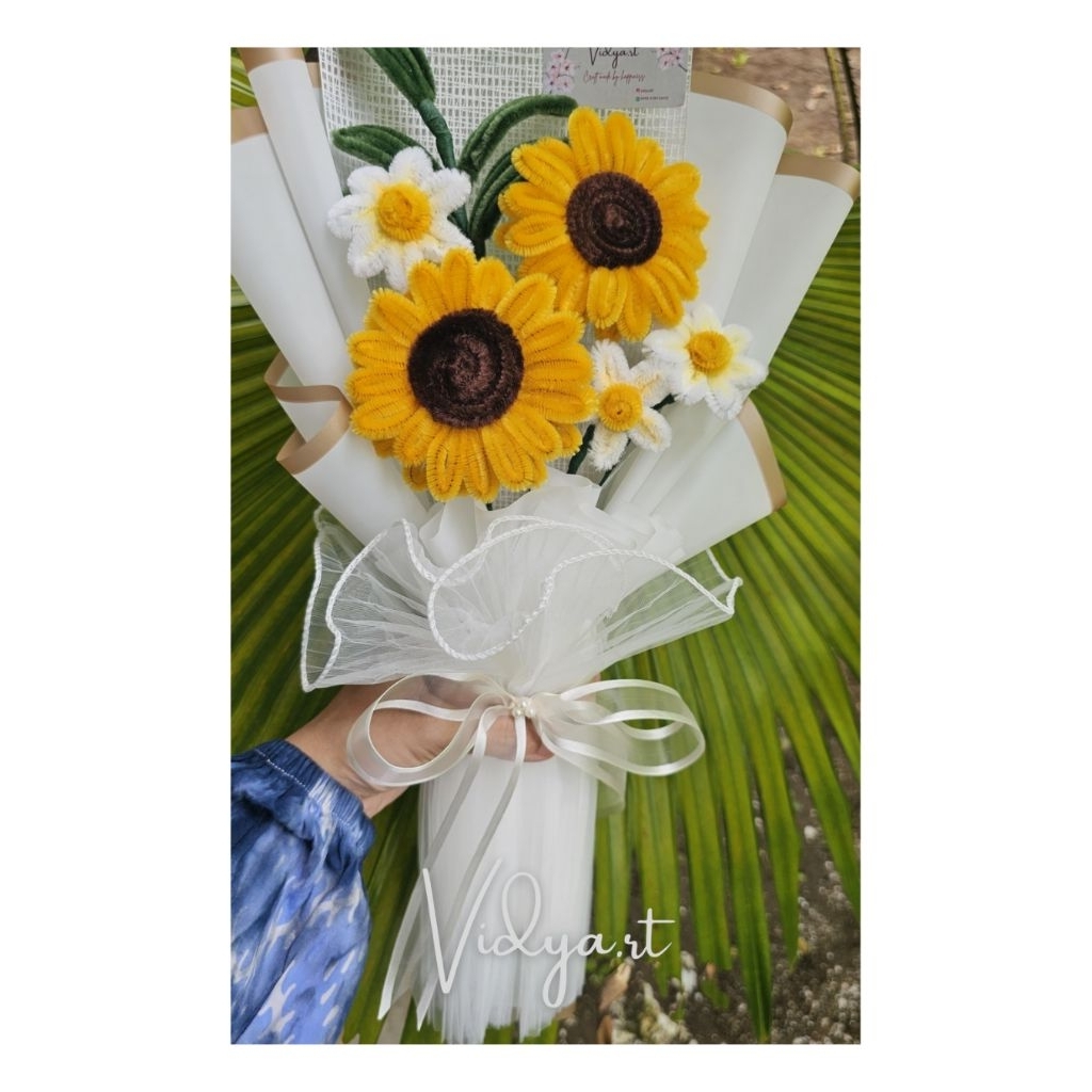 (CUSTOM) Bouqet bunga kawat bulu Medium