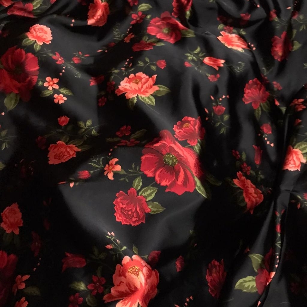 kain satin motif bunga - kain satin premium motif bunga - kain satin halus lembut mn