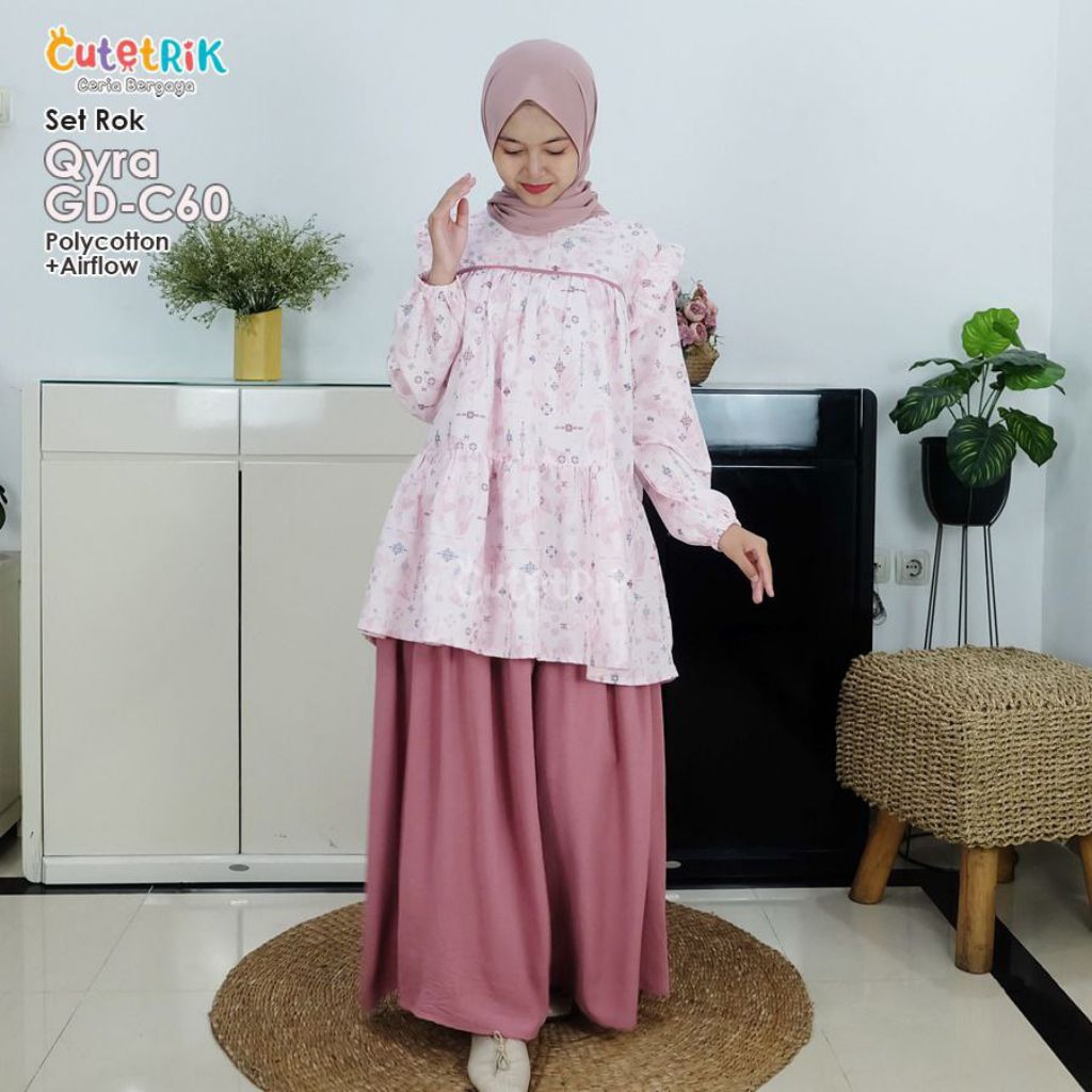 NEW ARRIVAL - CUTETRIK SETELAN ROK QYRA - ONE SET ROK ANAK PEREMPUAN REMAJA TERBARU LEBARAN 2025 WAR