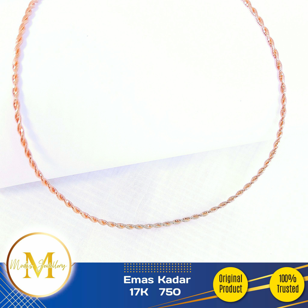 MODIS JEWELLERY - Kalung Choker Tambang Rosegold - Emas 17k  750