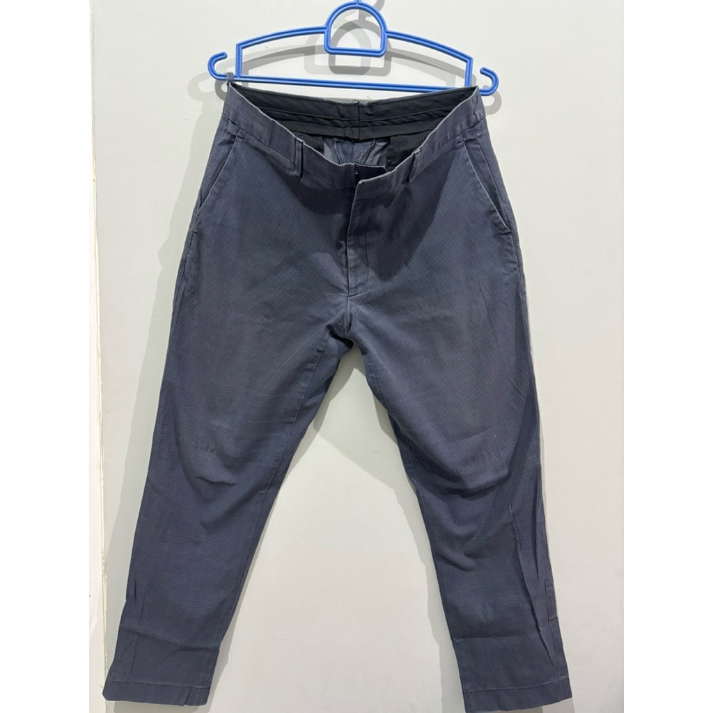 CELANA PANJANG EXECUTIVE PRIA WARNA GREY BLUE MOTIF KOTAK HALUS SIZE AROUND 34 35