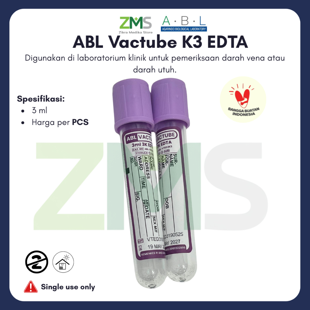 [ECERAN] Tabung Darah EDTA K3 ABL 3ml /Vactube K3 EDTA 3ml