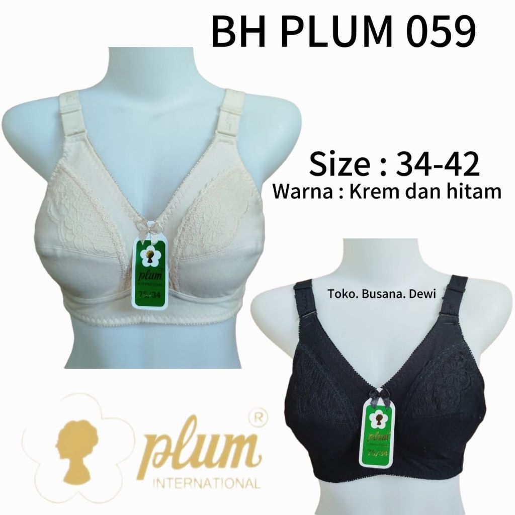 Bra Plum Ori 059  | BH Wanita Tanpa Busa Tanpa Kawat | Bra Kaos Katun Nyaman Adem Putri Cewek Jadul
