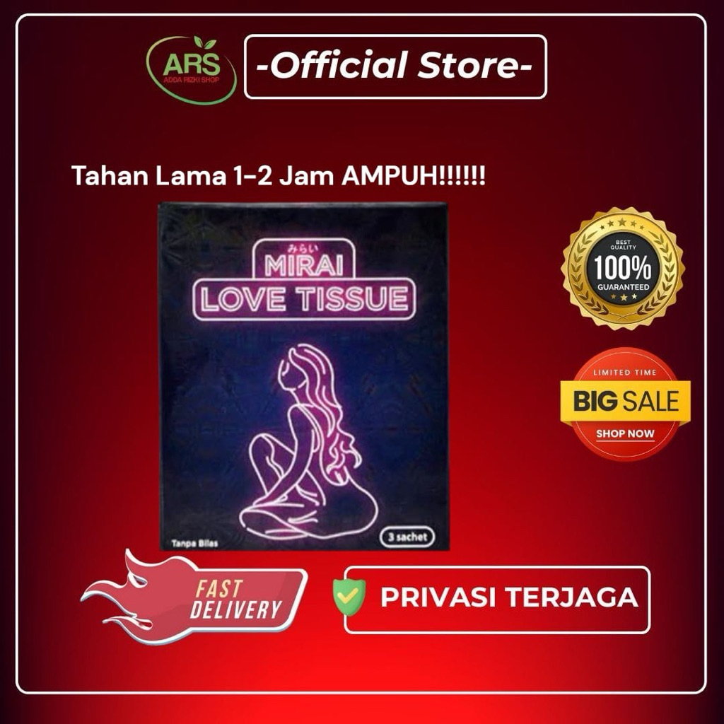 COD Mirai Love Tissue Magic Isi 3 PCS Original Bpom / Tisu Mejik Mirai Love Ampuh Pria Tahan Lama (P