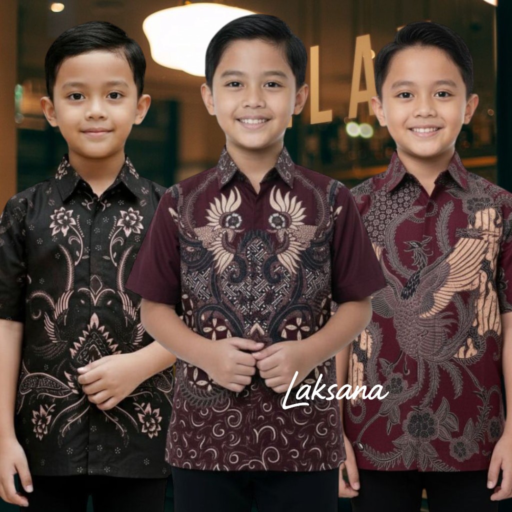 Laksana - Baju Batik Anak Laki Laki Umur 2-13th - Hem Batik Anak Lengan Pendek Trendy Masa Kini