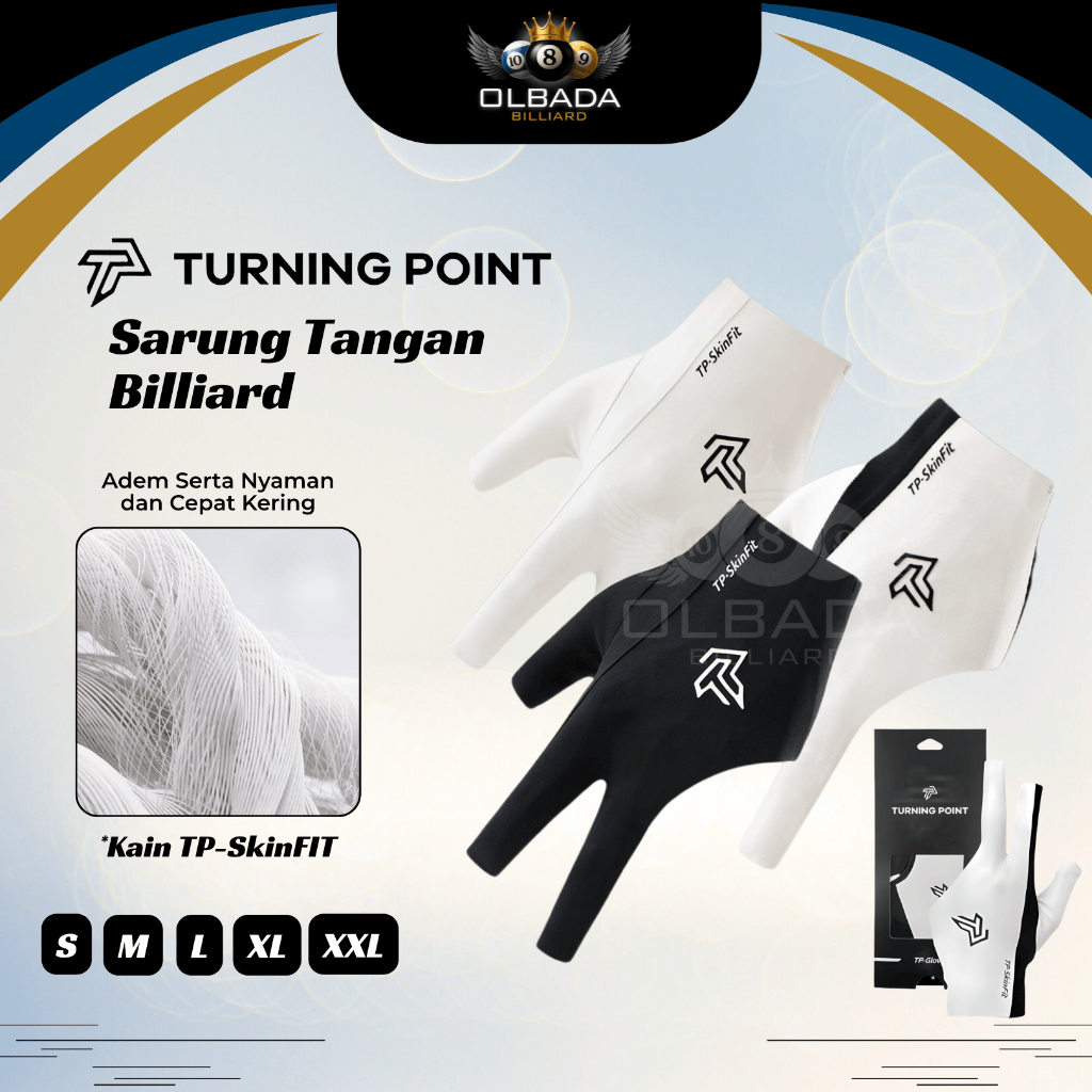 TP Turning Point Sarung Tangan Billiard Open Finger / Billiard Gloves / Premium Skin Fit