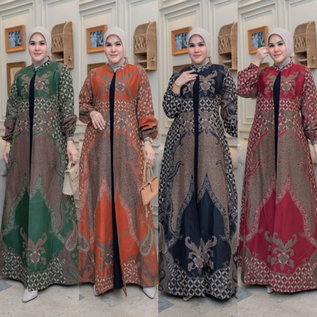 AURI FASHION - Gamis Batik Pesta Kombinasi Dress Batik Kondangan Gamis Batik Seragaman Gamis Batik T