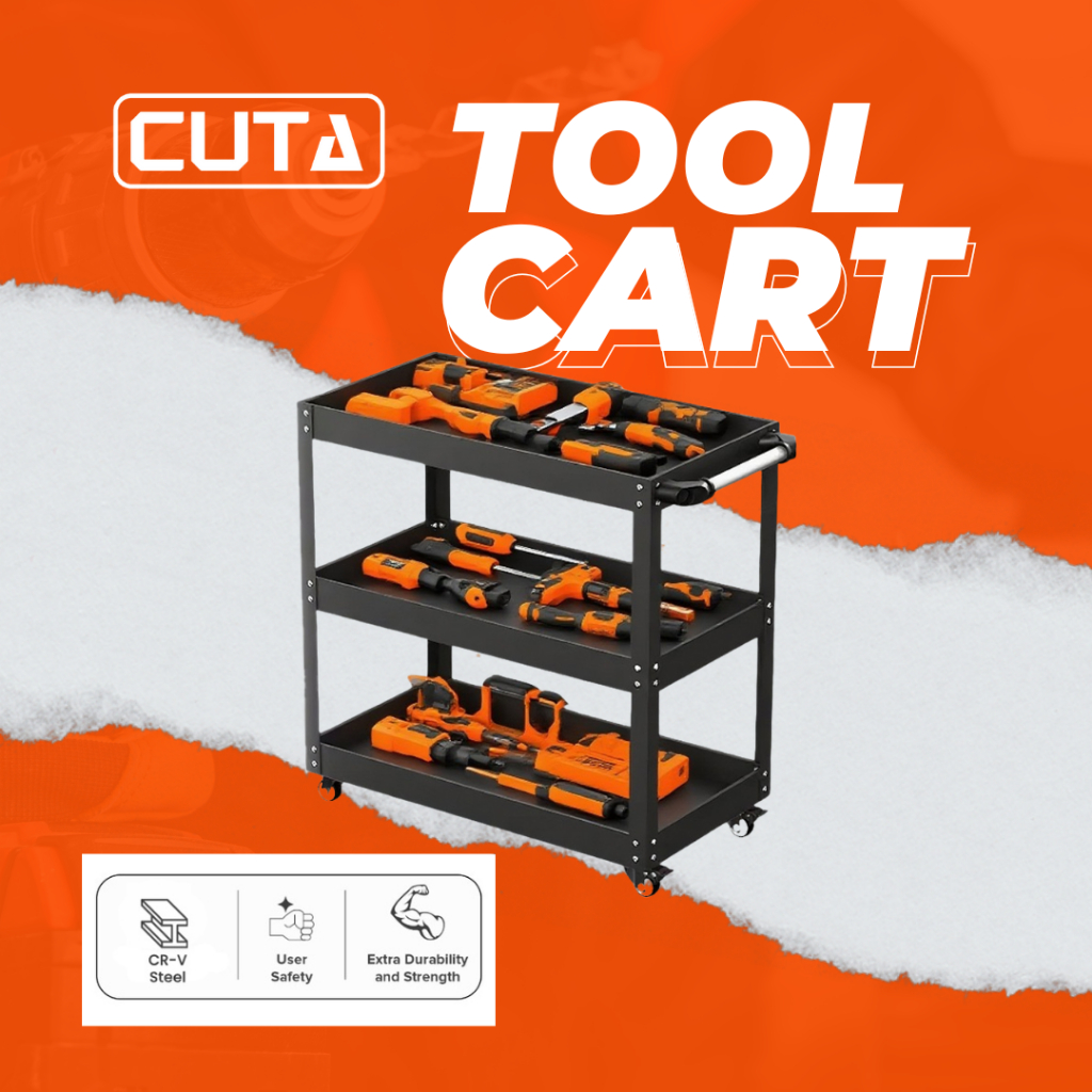 CUTA Troli Bengkel 3 Susun Besi Tool Cart Rak Perkakas Trolley Meja Bengkel Alat Kerja