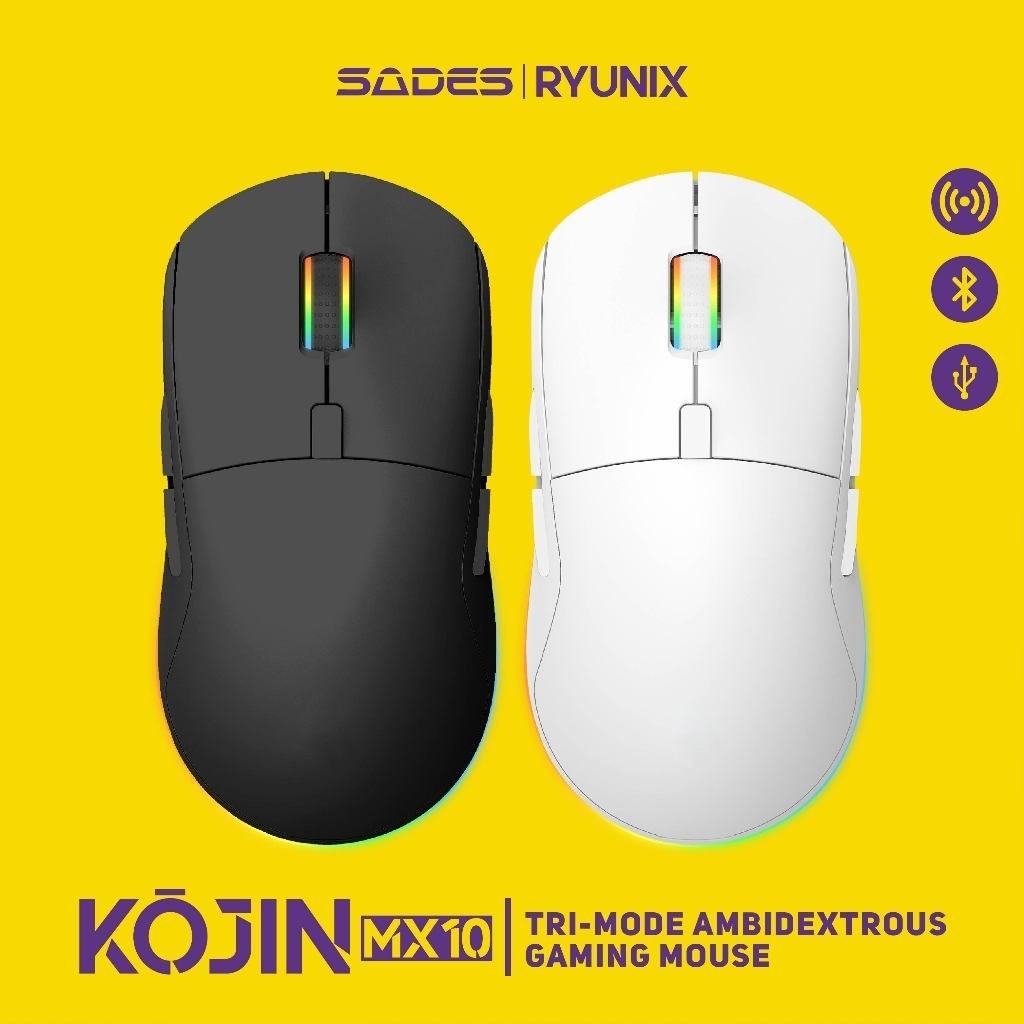Sades Ryunix Kojin MX10 Mouse Gaming 8K Wireless Bluetooth Triple Mode