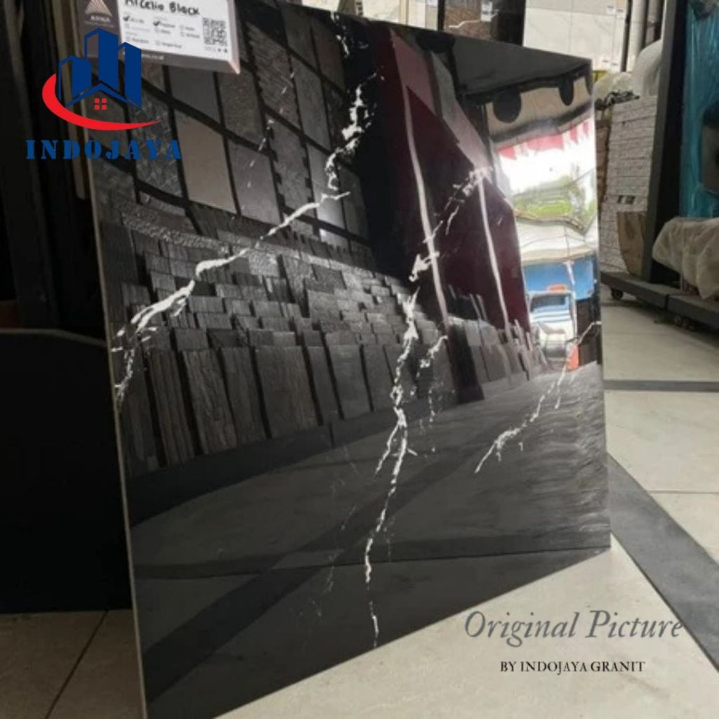 granit lantai 60x60 black series keramik lantai hitam motif granit hitam glossy