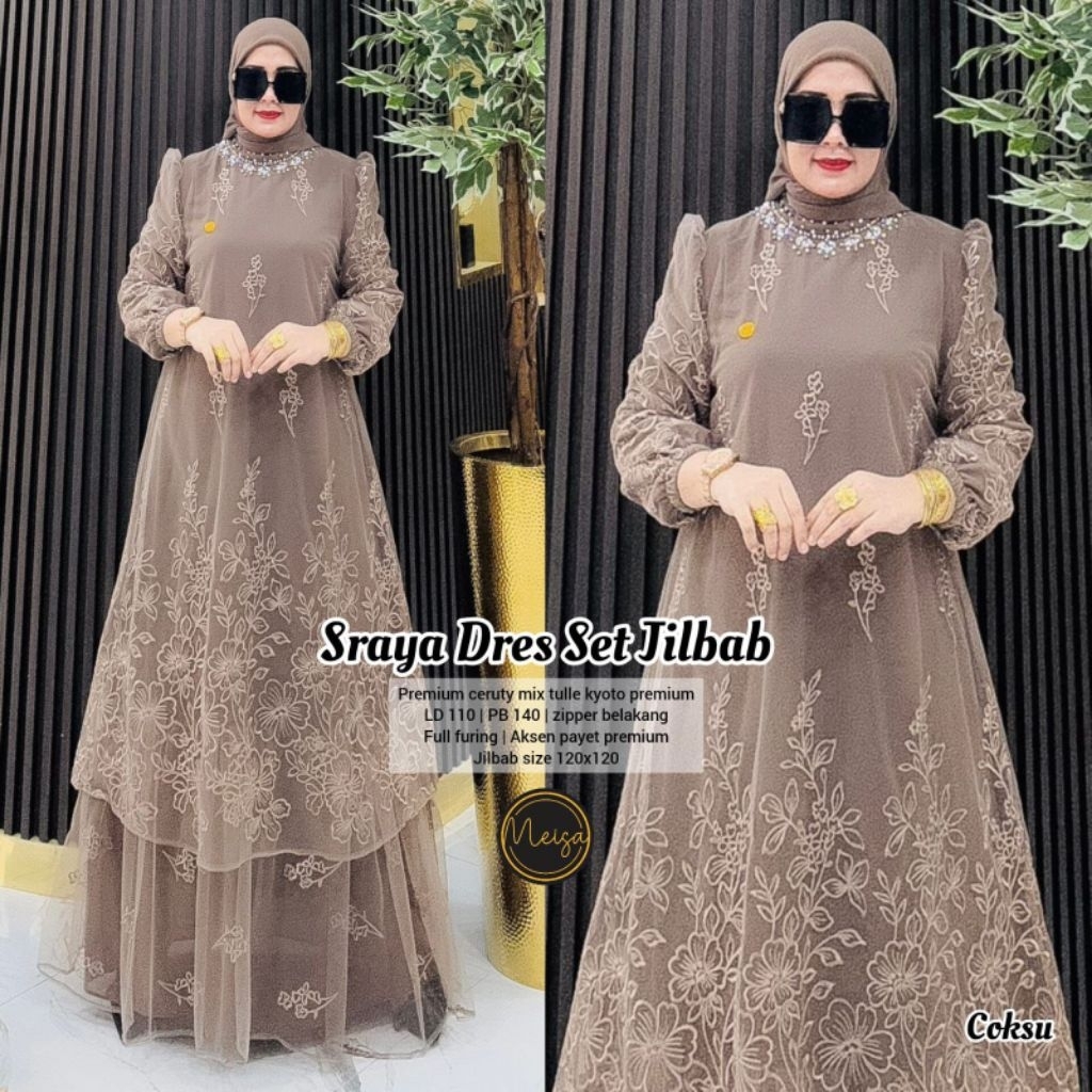 Dress Gamis Wanita Best Seller Sraya Dress Set Hijab By Meisa